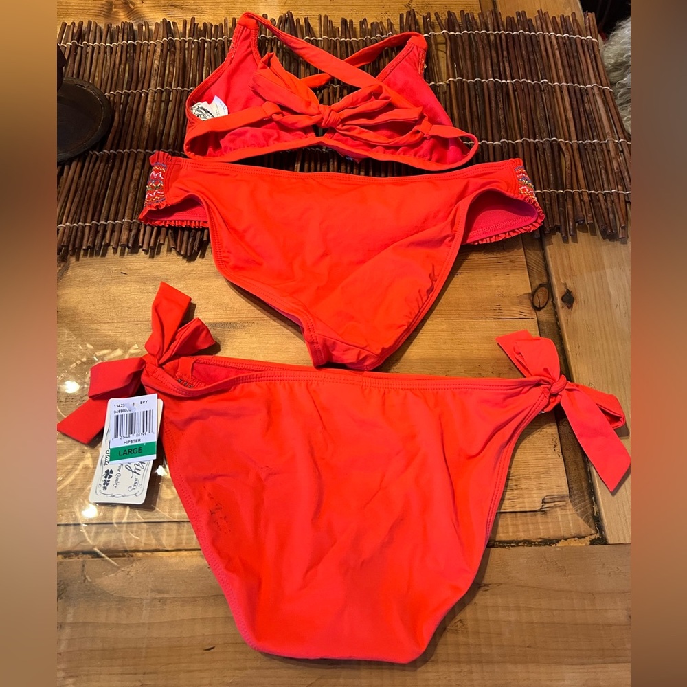 Lucky Brand Co Bathing Suits 3 Piece Bikini Set Sz L - Picture 2 of 5